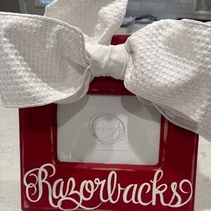 Razorbacks Red Picture Frame with White Bow